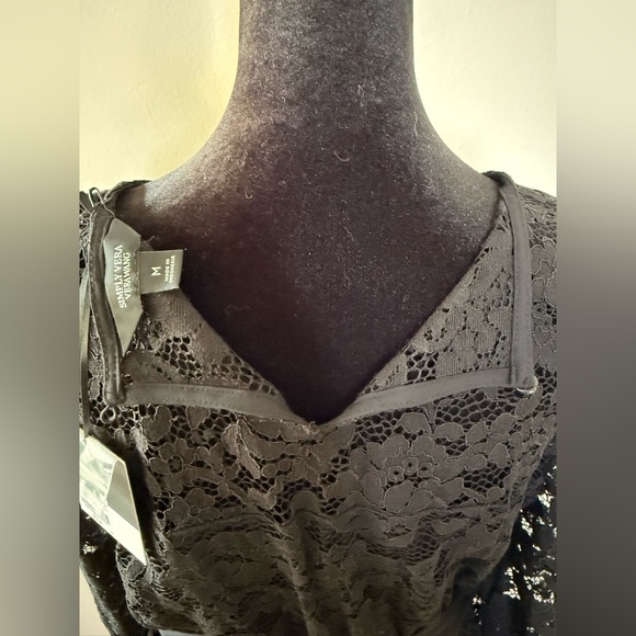 NWT Vera Wang scalloped hem Black lace Gothic party dress whimsigoth medium - Picture 11 of 11